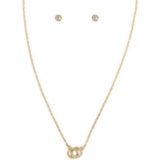 Kenneth Cole Set Crystal Necklace and Stud Earring - Picture 1 of 3